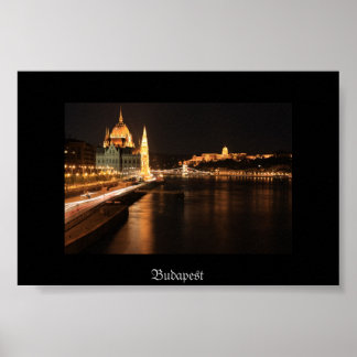 Budapest natt från Margit bridge, parlamentet Poster