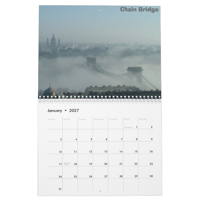 Budapest och Danuben Kalender (Jan 2027)