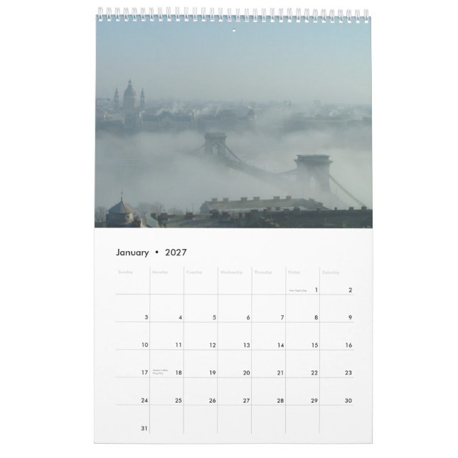 Budapest och Danuben Kalender (Jan 2027)