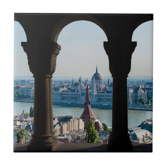 Budapest och hungersparlament kakelplatta (Framsidan)
