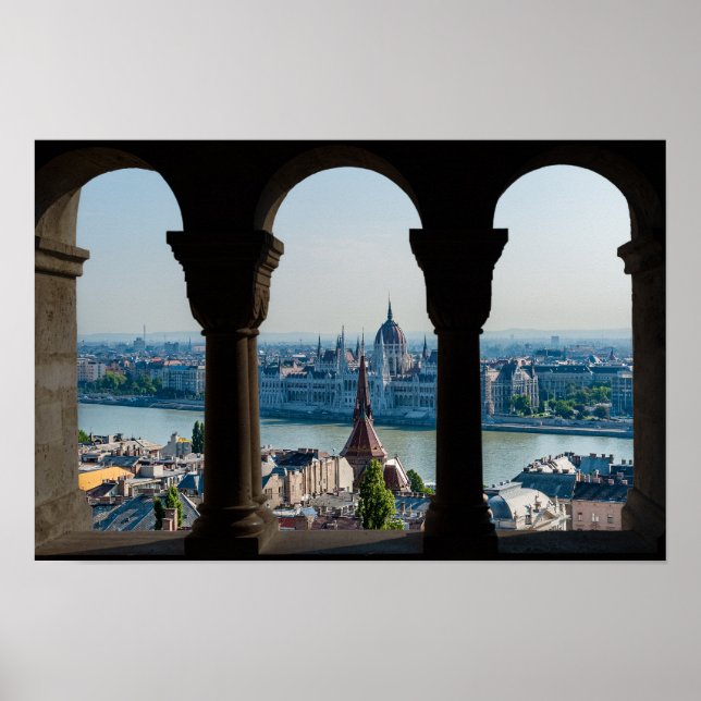 Budapest och ungerska parlamentet poster (Framsidan)