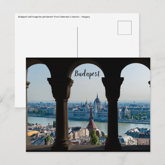 Budapest och ungerska parlamentet vykort (Fram/baksida)