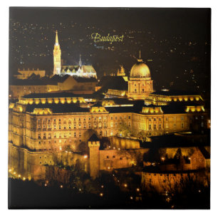 Budapest på natten kakelplatta