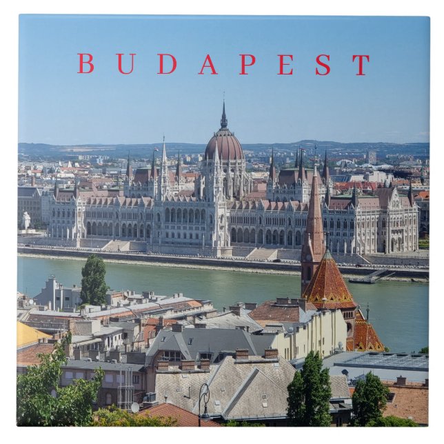 Budapest panoramabilt vykeramiskt plattor kakelplatta (Framsidan)