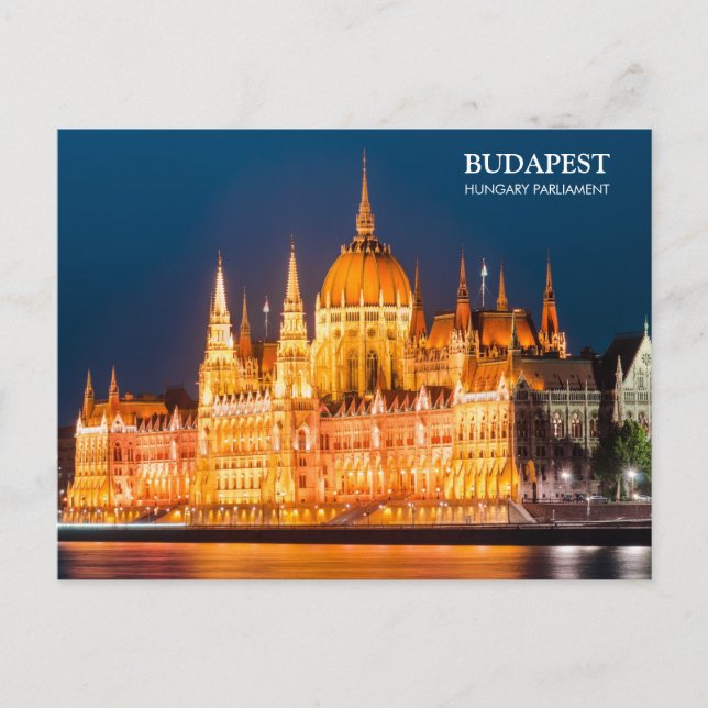 Budapest parlament i nattvykort vykort (Framsida)