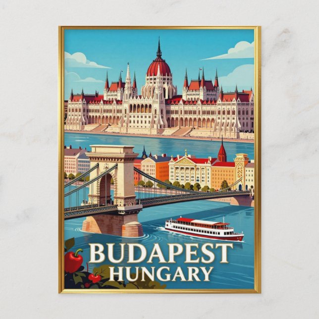 Budapest parlamentet Donaufloden Stad Vykort (Framsida)