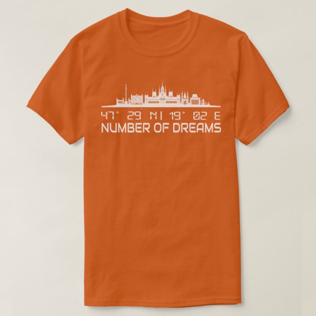 Budapest Skyline Gps samordnar Ungerns huvudstad T Shirt (Design framsida)