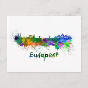 Budapest skyline i vattenfärg vykort