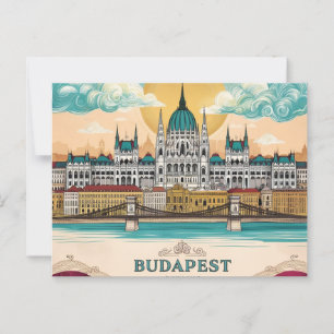 Budapest Skyline Travel Captivating Artwork Vykort