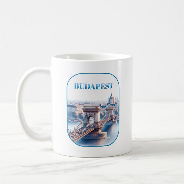 Budapest Széchenyi chain Bridge Kaffemugg (Vänster)