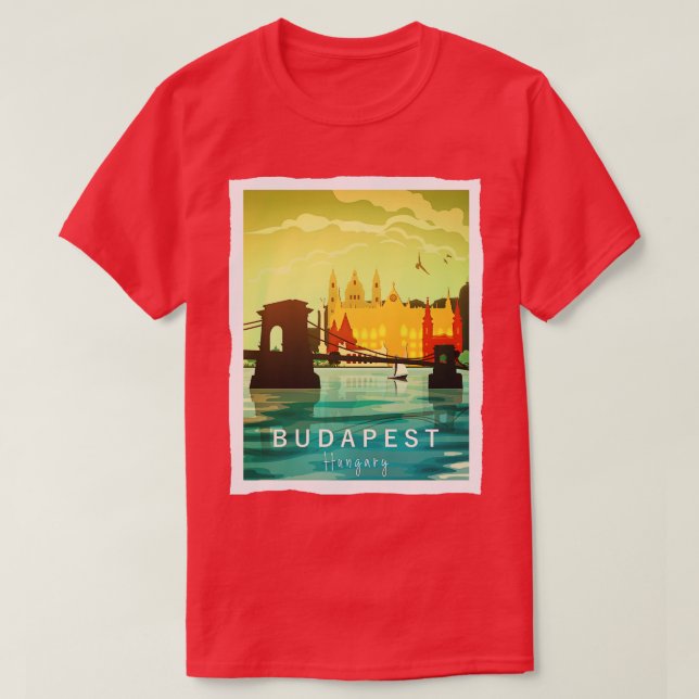 Budapest Travel Hungary Retro Stil Art T Shirt (Design framsida)