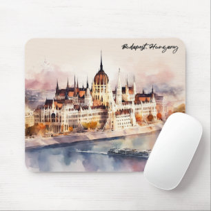 Budapest Ungern Akvarellmålning Panoramautsikt Musmatta