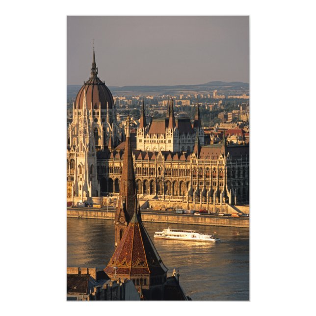 Budapest, Ungern, Donau, Parlamentet Fototryck (Framsidan)
