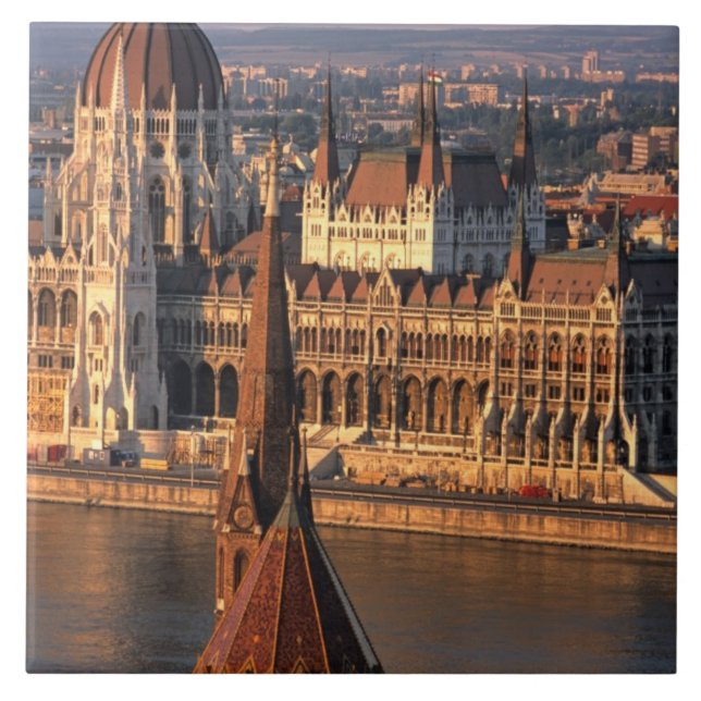 Budapest, Ungern, Donau, Parlamentet Kakelplatta (Framsidan)