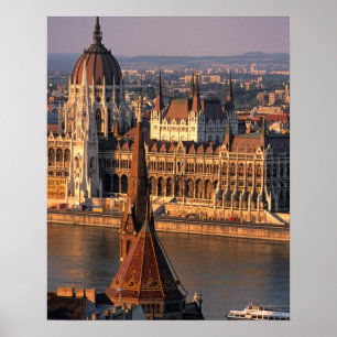 Budapest, Ungern, Donau River, parlamentet Poster