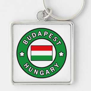 Budapest Ungern Fyrkantig Silverfärgad Nyckelring