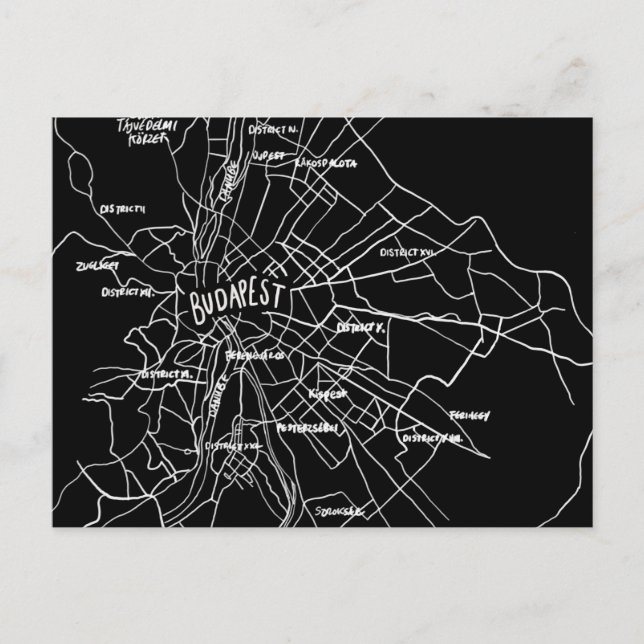 Budapest Ungern karta Vykort (Framsida)
