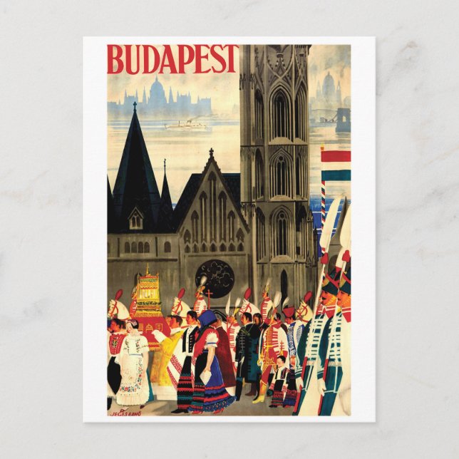 Budapest, Ungern. Människor i folkdräkter Vykort (Framsida)