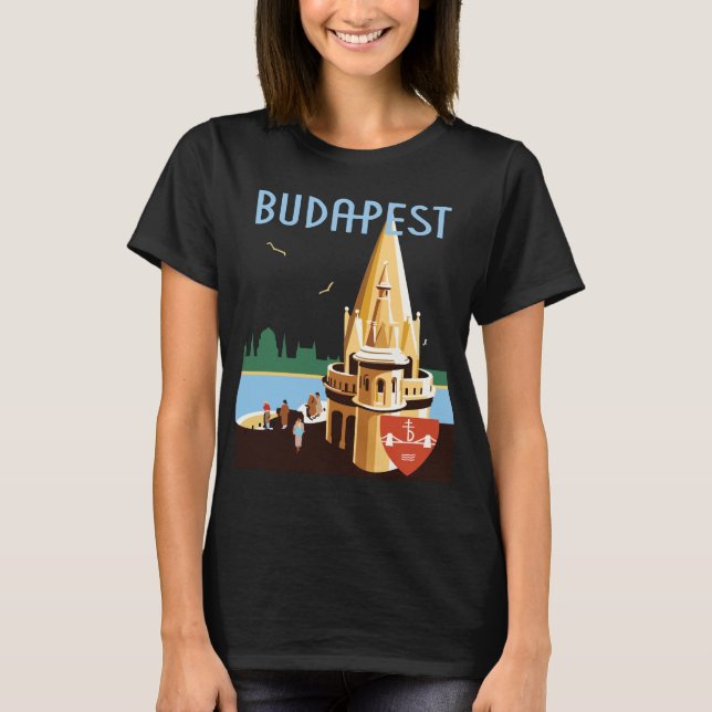 Budapest Ungern Parlament Blå Resa T Shirt (Framsida)