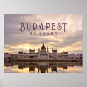 Budapest Ungern parlament landskap resa foto Poster