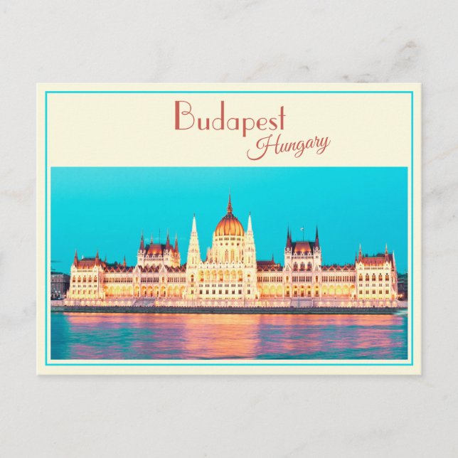Budapest, Ungern Parlament Vintage vykort (Framsida)
