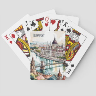 Budapest Ungern Parlamentet Donaufloden Siluett Casinokort