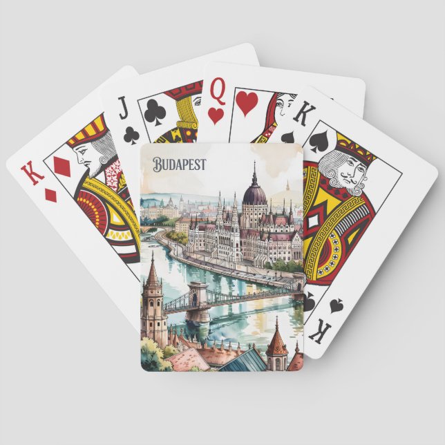 Budapest Ungern Parlamentet Donaufloden Siluett Casinokort (Baksidan)