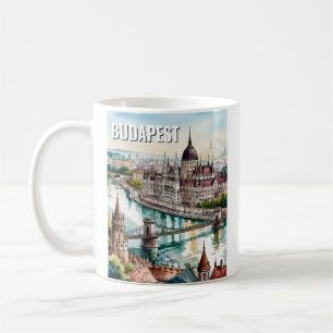 Budapest Ungern Parlamentet Donaufloden Siluett Kaffemugg