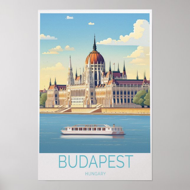 Budapest Ungern Resa Poster - Väggkonst och Uniq (Framsidan)