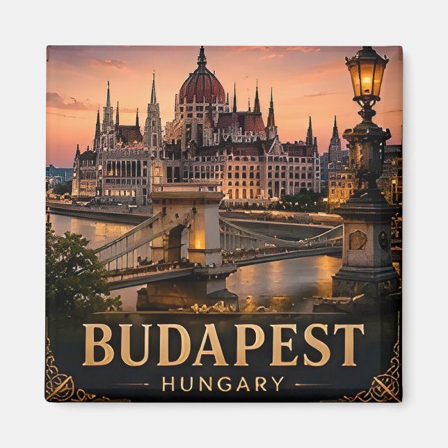 🧲 Budapest Ungern Semesterpresent För Resor 🧲 Magnet (Framsidan)