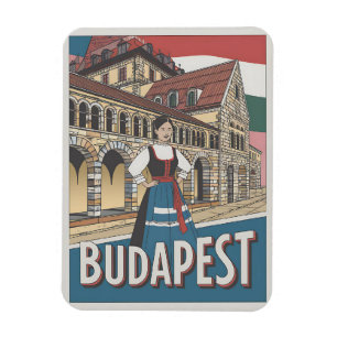 Budapest Ungern vintage lokal kvinna presenter Magnet
