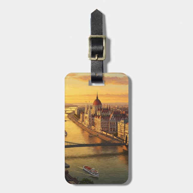 Budapest Ungerns parlament Byggnad Travel Bagagebricka (Vertikal Framsida)