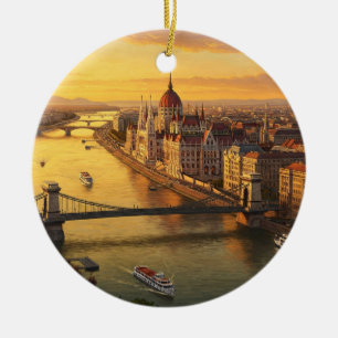 Budapest Ungerns parlament Byggnad Travel Julgransprydnad Keramik
