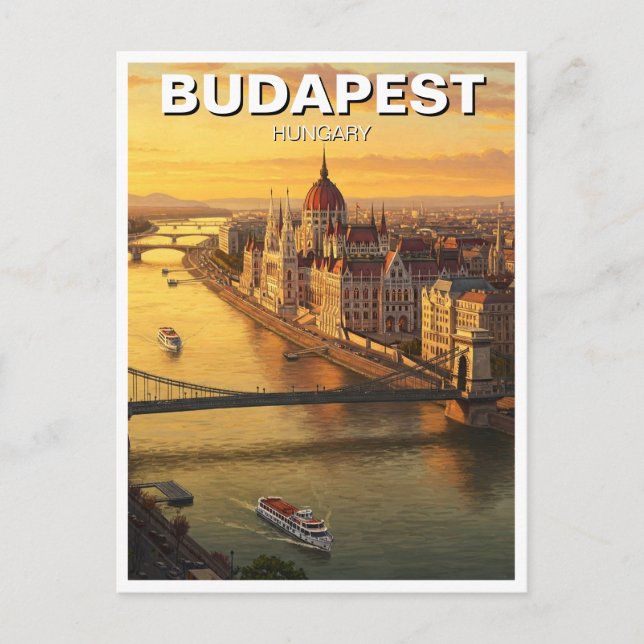 Budapest Ungerns parlament Byggnad Travel Vykort (Framsida)