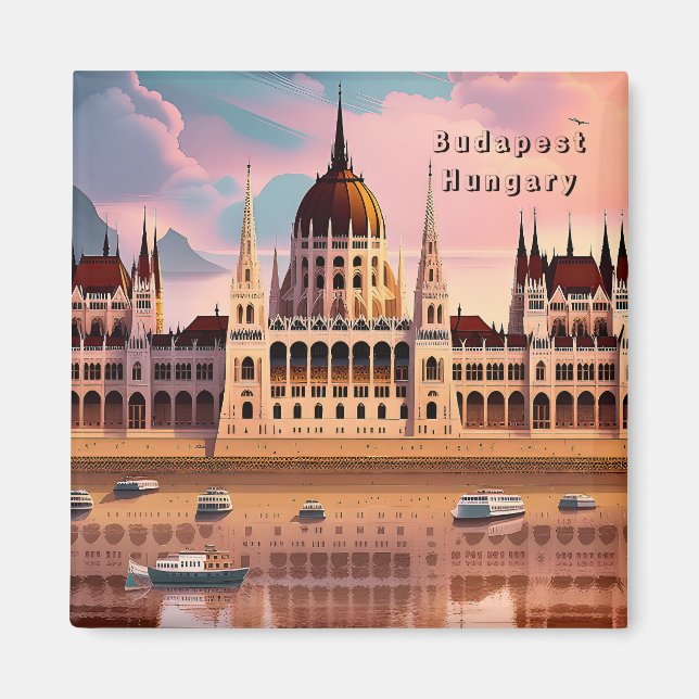Budapest Ungerns resekonstant vintage magnet (Framsidan)