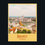 Budapest, Ungerns vykort för Vintage<br><div class="desc">Budapest, Ungern. Det vackra parlament som bygger i Budapest tittar över Donau. Denna utformning gör en underbar souvenir för dem som redan har tagit ett resa till denna juvel av Ungern eller dem som drömmer om sitt ungerska resa. Det här vykortet för vintage är helt anpassade och fullt av fantastisk...</div>