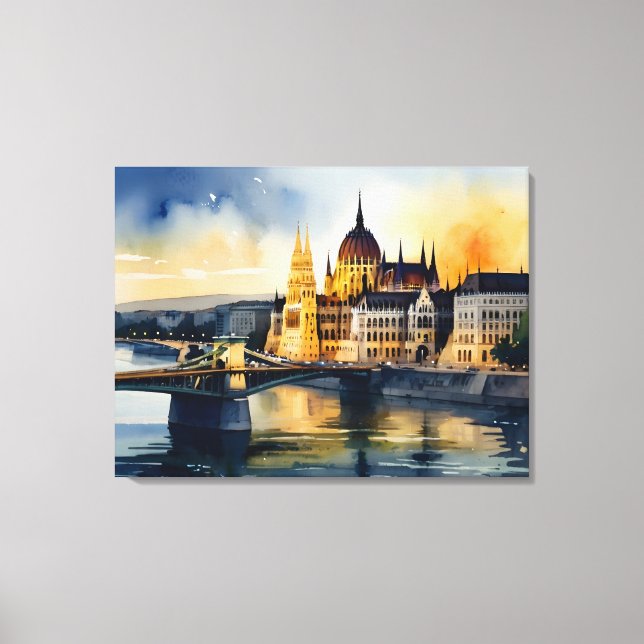 Budapest vattenfärgsart canvastryck (Framsida)
