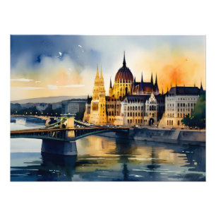 Budapest vattenfärgsart fototryck
