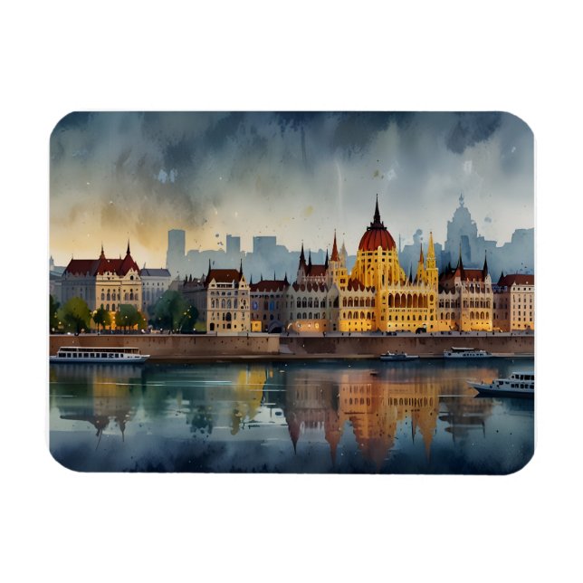 Budapest vattenfärgsart magnet (Horisontell)
