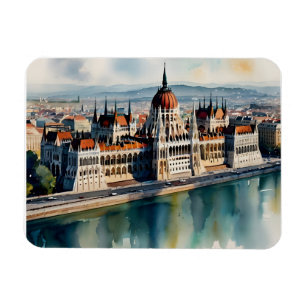 Budapest vattenfärgsart magnet