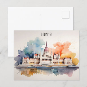 Budapest vattenfärgsart vykort