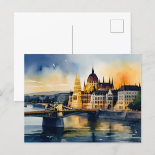 Budapest vattenfärgsart vykort