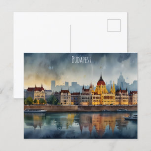 Budapest vattenfärgsart vykort