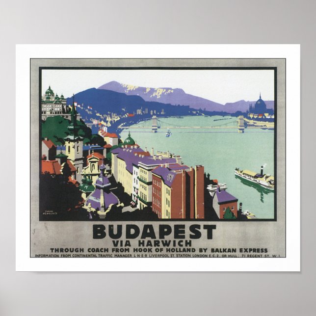Budapest via Harwich Poster (Framsidan)