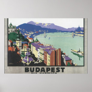 Budapest via Harwich_Vintage reser affischen Poster