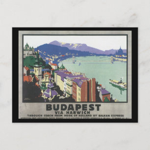Budapest via Harwich_Vintage resor Poster Vykort