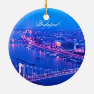 Budapest vid natt julgransprydnad keramik