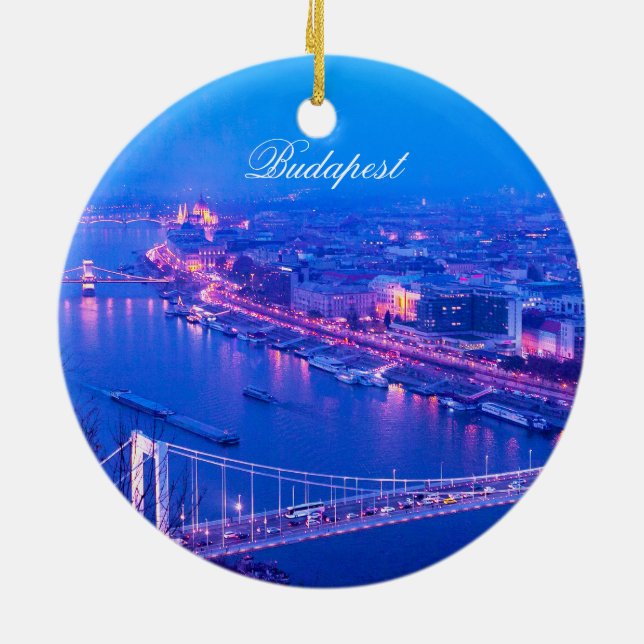 Budapest vid natt julgransprydnad keramik (Baksidan)