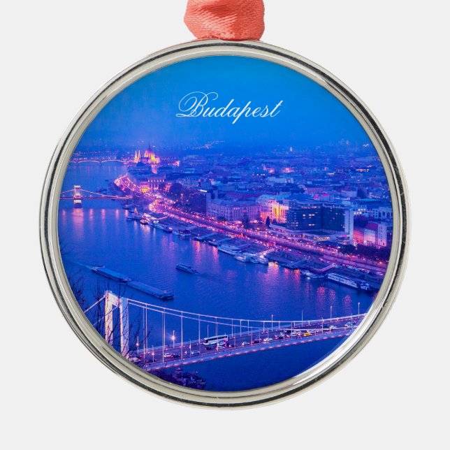 Budapest vid natt julgransprydnad metall (Framsidan)