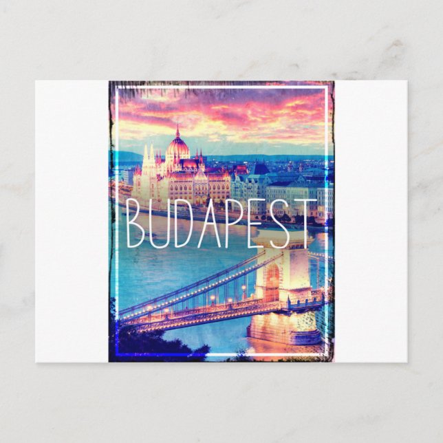 Budapest, vintage affisch vykort (Framsida)